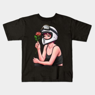 Girl rider with rose Kids T-Shirt